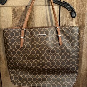Nine West Brown Circle Pattern Tote